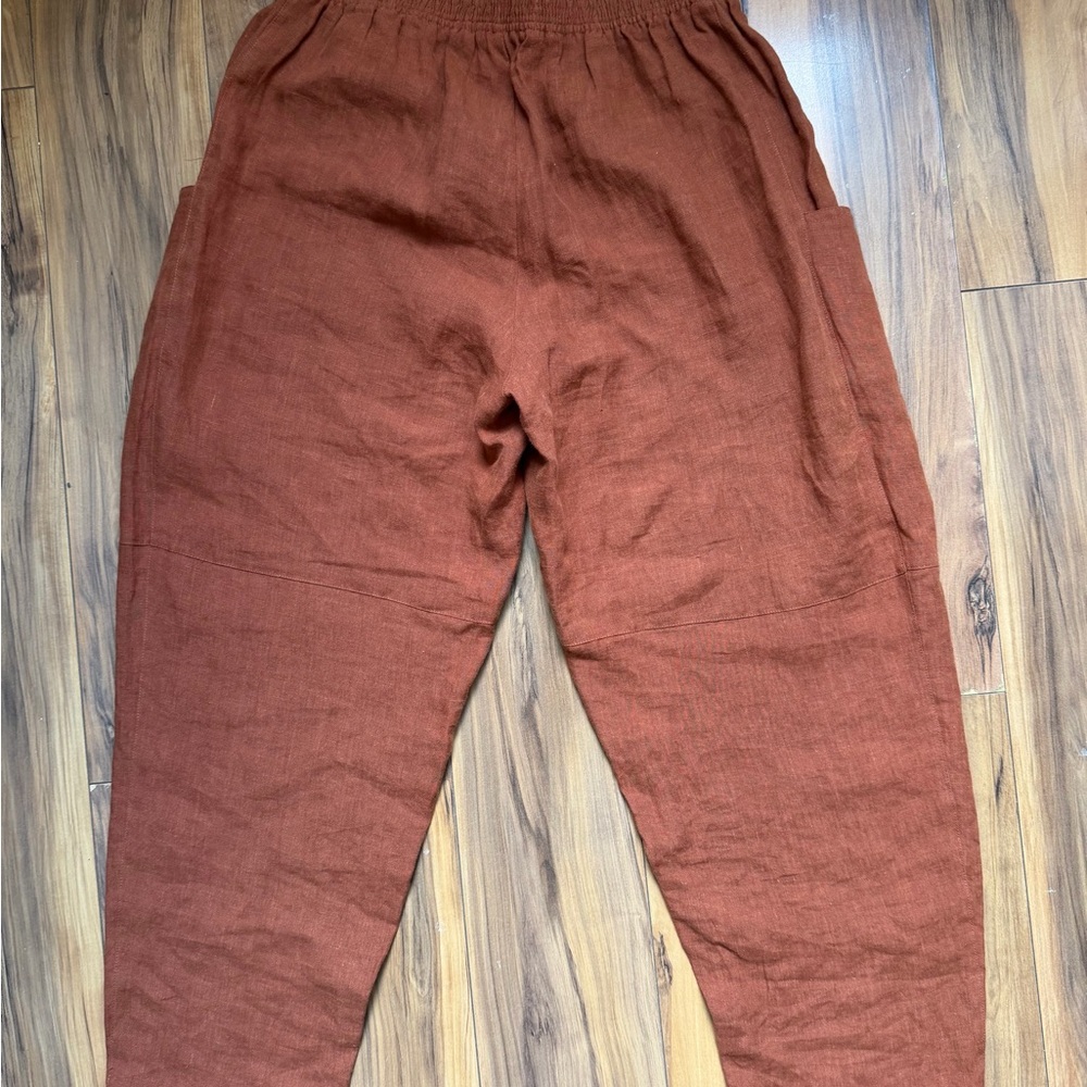 Mineral 100% linen in orange/brown women’s  Pants - Picture 3 of 8